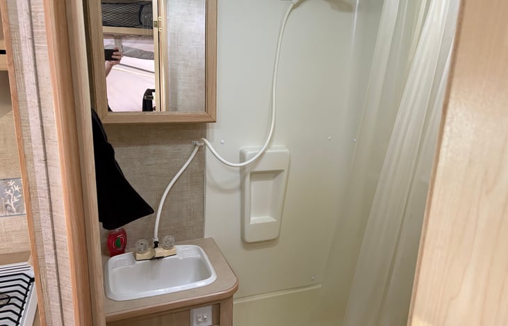 Bathroom sink and shower