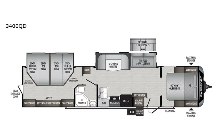 Representative floor plan provided by a trusted RVshare partner.
