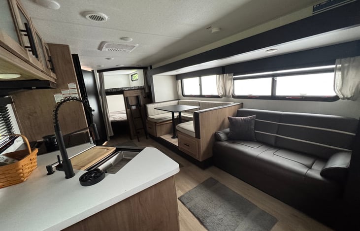 Large Dining and Living Area, with Double Bunks.