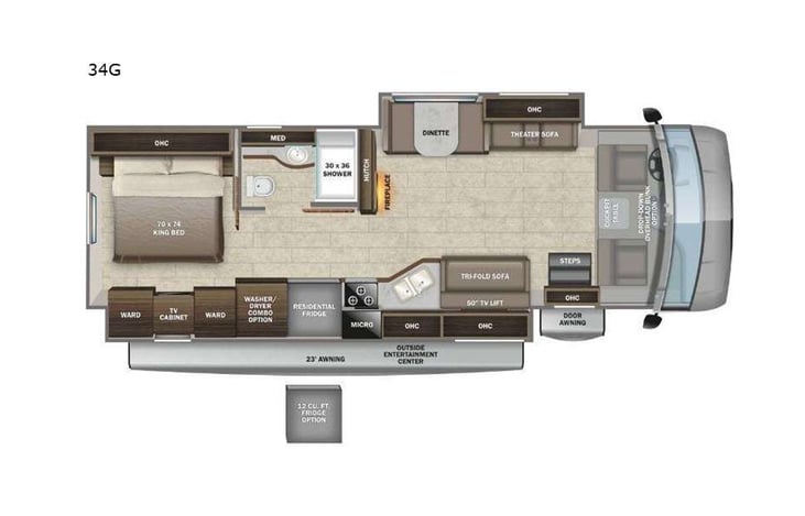 Representative floor plan provided by a trusted RVshare partner.