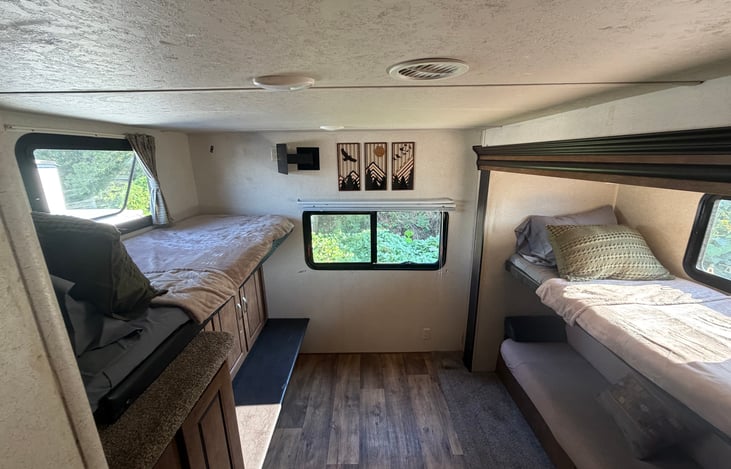 Bunk room; includes two oversized bunks and a futon on bottom