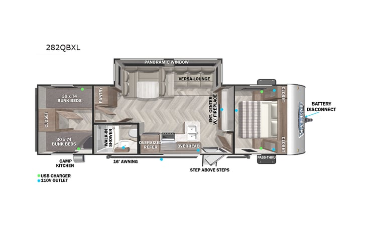 Representative floor plan provided by a trusted RVshare partner.