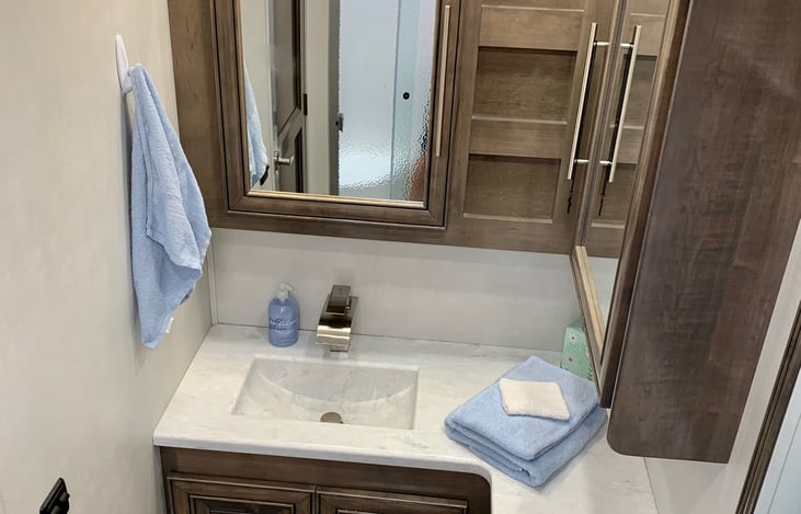 Primary bedroom bathroom with shower.