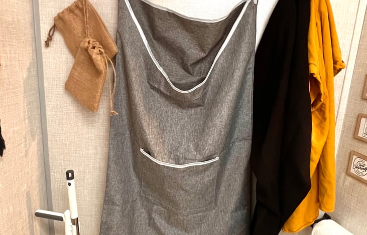 Hamper for your dirty clothes. Plenty of hooks to hang your clothes.