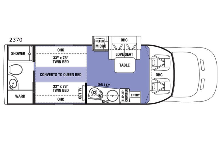 Representative floor plan provided by a trusted RVshare partner.