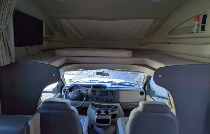 Bunk over cab, window closed