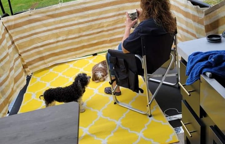 Enjoying coffee on the patio