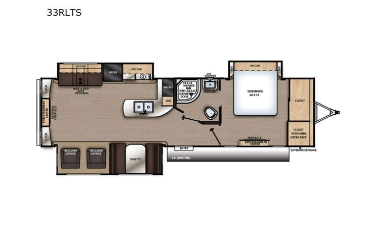 Representative floor plan provided by a trusted RVshare partner.