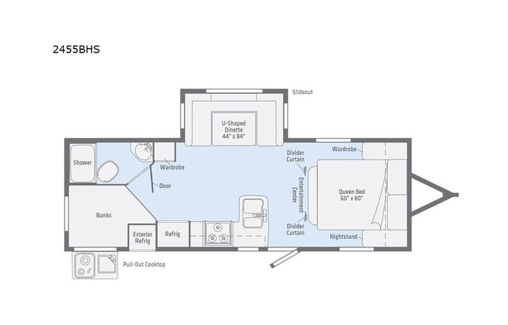 Representative floor plan provided by a trusted RVshare partner.