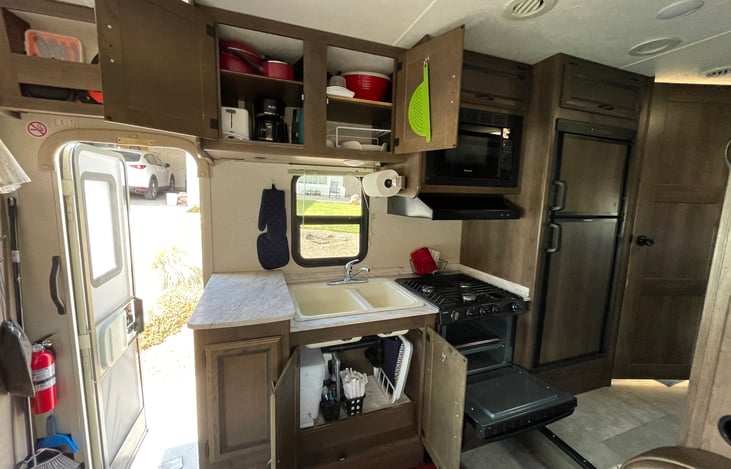 Kitchen supplies included with rental. Includes coffee maker, toaster available as an add-on.