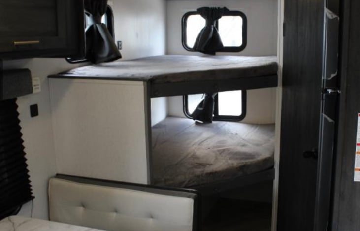 bedding will be provided! Bunks are big enough for an adult or 2 kids!