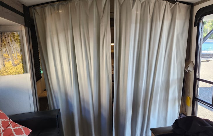 Gray Curtain separates the Master from the rest of the cabin