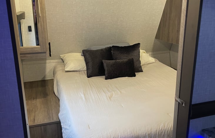 Private bedroom with pocket door