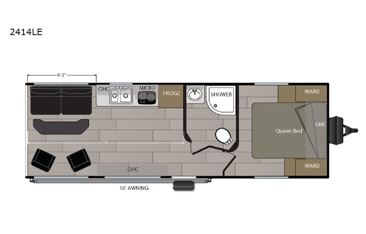 Representative floor plan provided by a trusted RVshare partner.