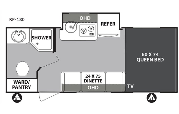 Representative floor plan provided by a trusted RVshare partner.