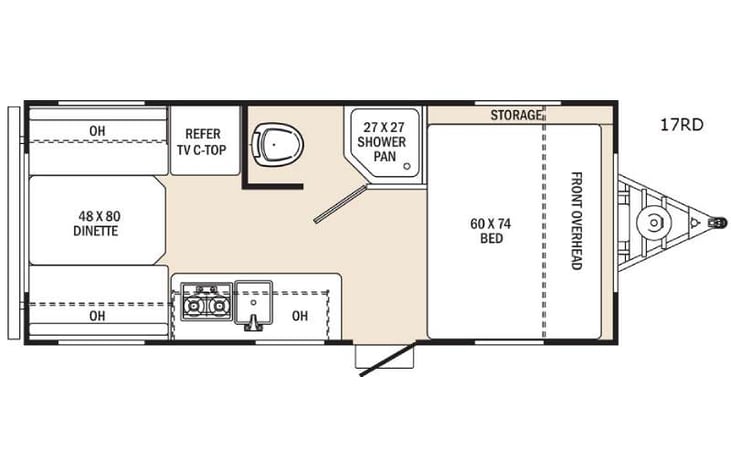 Representative floor plan provided by a trusted RVshare partner.