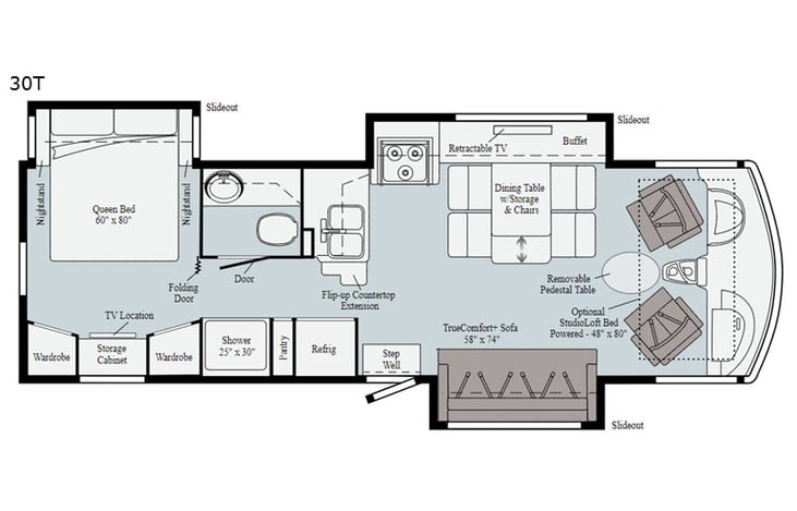 Representative floor plan provided by a trusted RVshare partner.