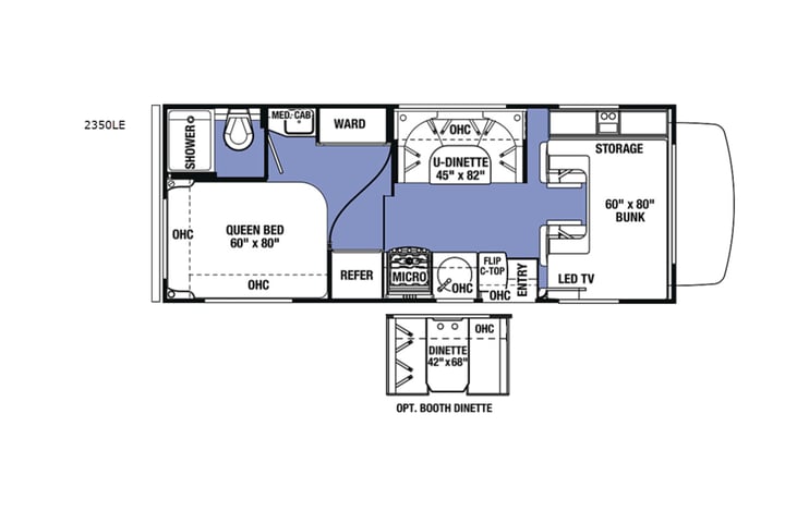 Representative floor plan provided by a trusted RVshare partner.