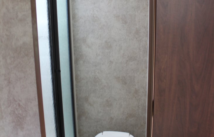 Black/grey lines will be hooked into sewage if available. If not, commode will be prepped and blue tank will be available for your use.