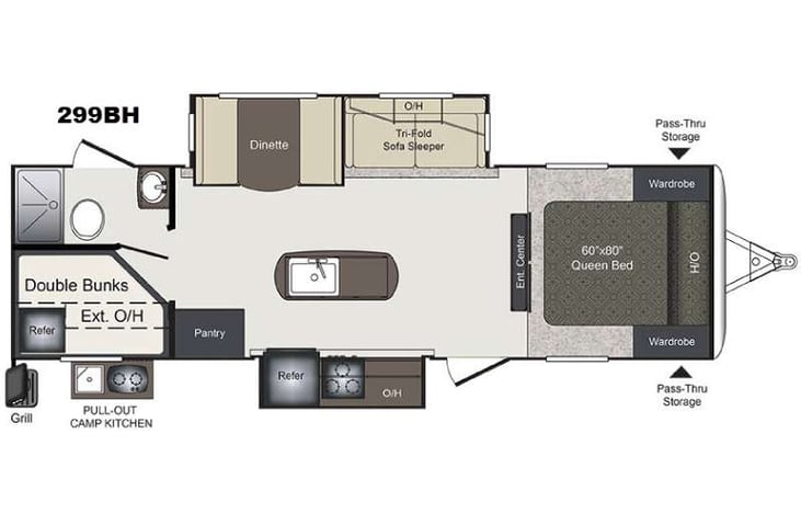 Representative floor plan provided by a trusted RVshare partner.