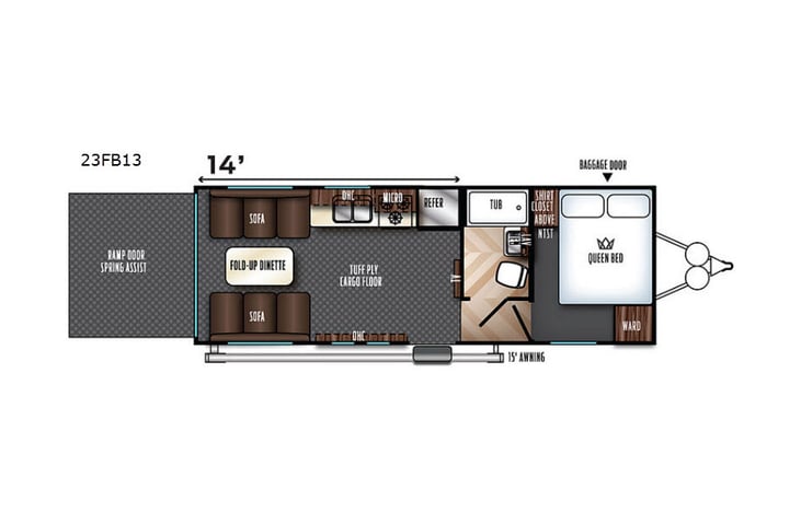 Representative floor plan provided by a trusted RVshare partner.