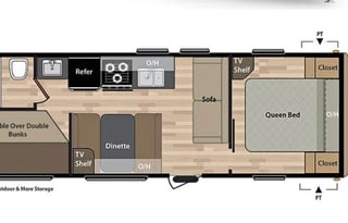 Private Queen, Double bunks, +! Delivery Available