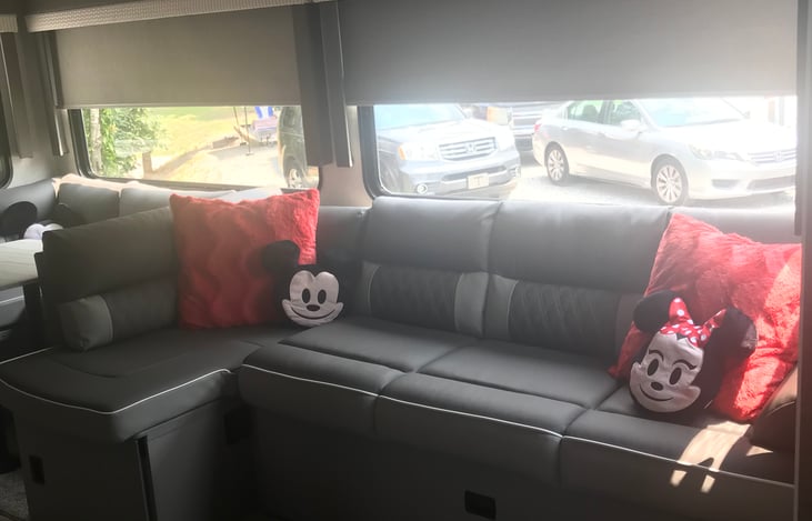 Sleeper sofa that can be configured multiple ways.