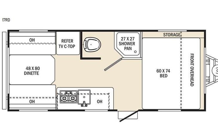 Representative floor plan provided by a trusted RVshare partner.