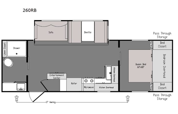 Representative floor plan provided by a trusted RVshare partner.
