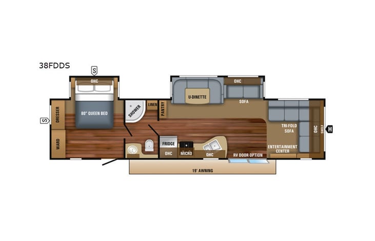 Representative floor plan provided by a trusted RVshare partner.