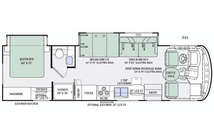 Representative floor plan provided by a trusted RVshare partner.