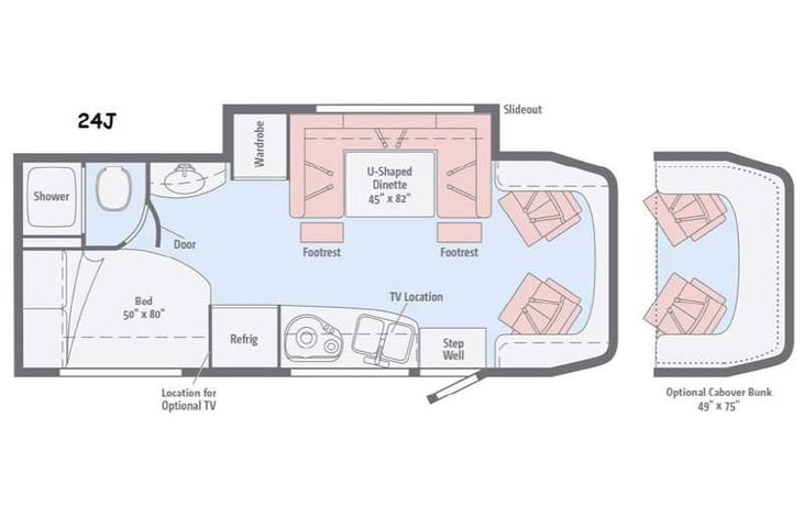 Representative floor plan provided by a trusted RVshare partner.