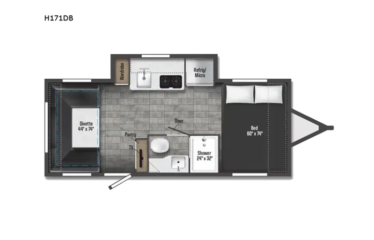 Representative floor plan provided by a trusted RVshare partner.