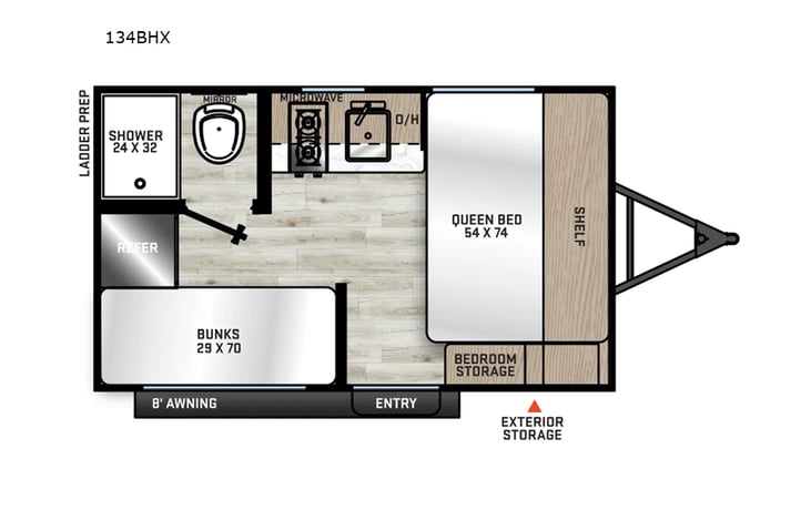 Representative floor plan provided by a trusted RVshare partner.