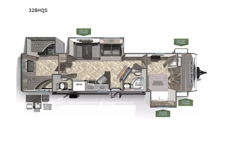 Representative floor plan provided by a trusted RVshare partner.