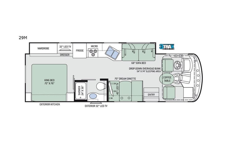 Representative floor plan provided by a trusted RVshare partner.