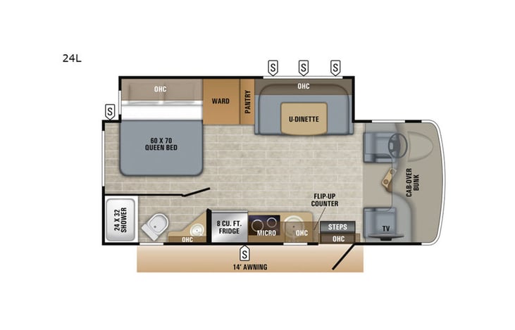 Representative floor plan provided by a trusted RVshare partner.