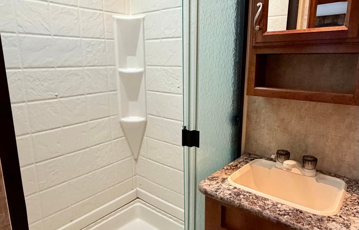 Bathroom with large shower