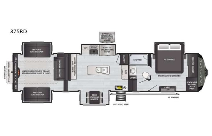 Representative floor plan provided by a trusted RVshare partner.