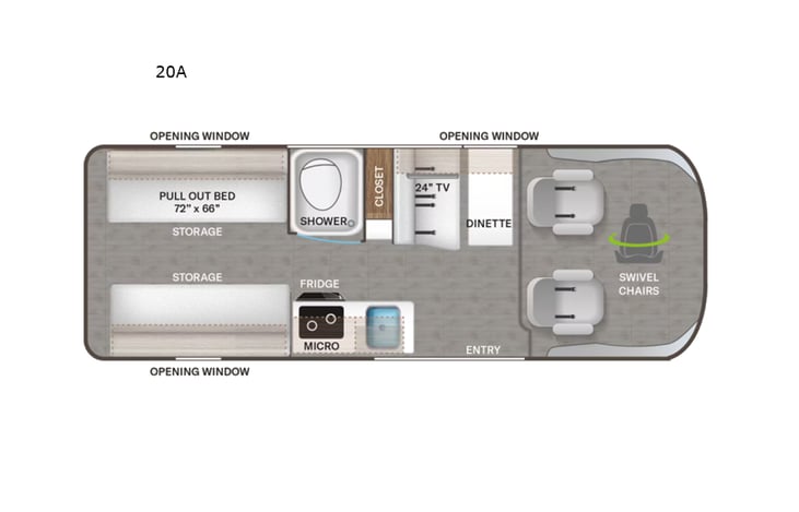 Representative floor plan provided by a trusted RVshare partner.