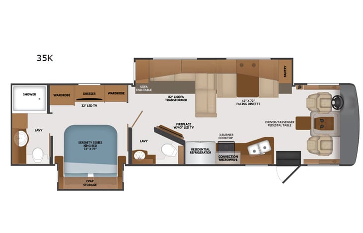 Representative floor plan provided by a trusted RVshare partner.
