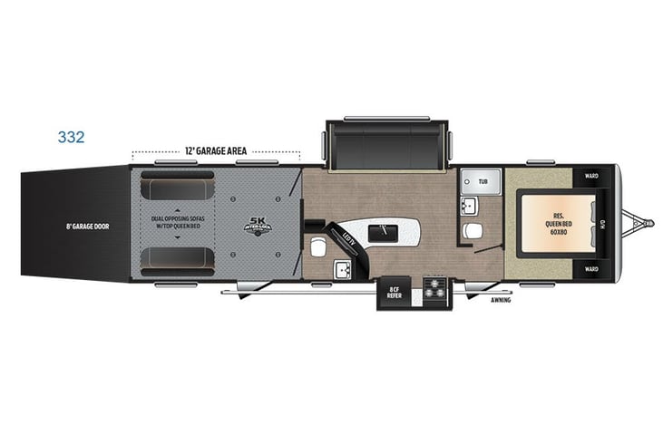 Representative floor plan provided by a trusted RVshare partner.