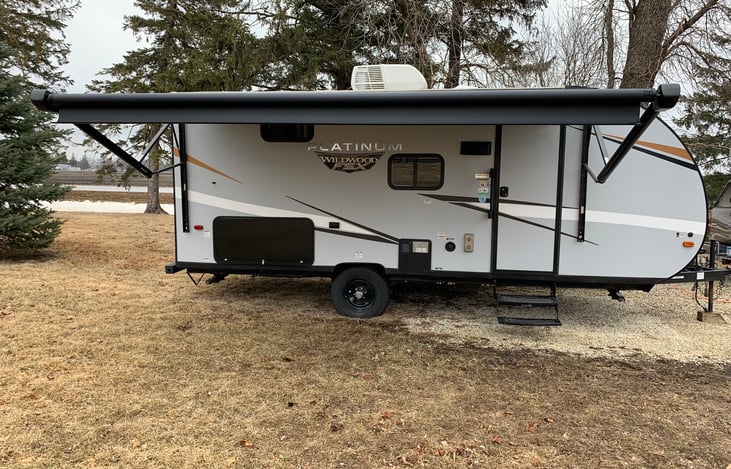 The awning gives ample coverage from sun and rain.