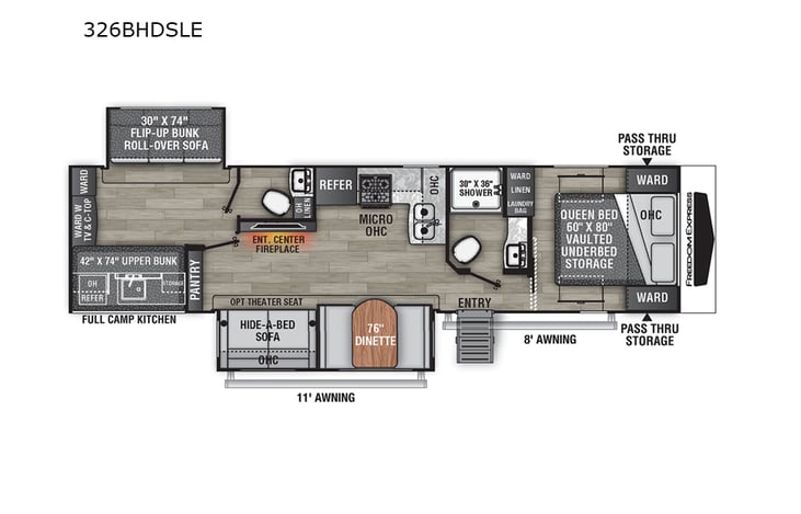 Representative floor plan provided by a trusted RVshare partner.