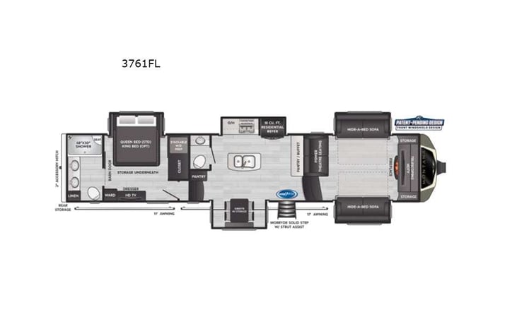 Representative floor plan provided by a trusted RVshare partner.