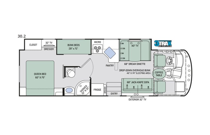Representative floor plan provided by a trusted RVshare partner.