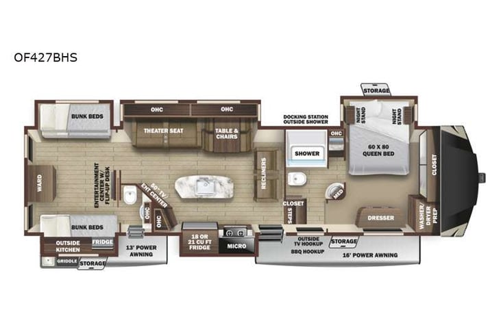 Representative floor plan provided by a trusted RVshare partner.