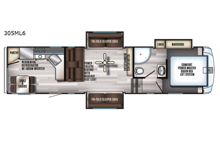 Representative floor plan provided by a trusted RVshare partner.