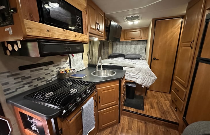 Kitchen and back bed area