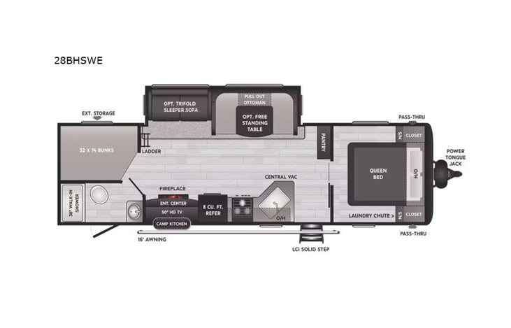 Representative floor plan provided by a trusted RVshare partner.